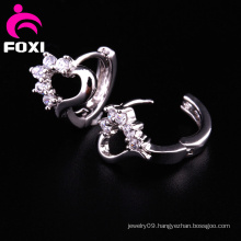 Heart Shape White Gold Hoop Earrings